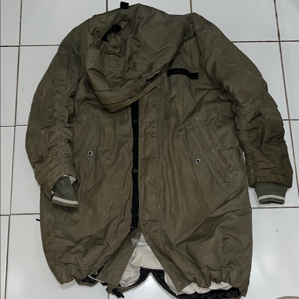 Green Military Field Parka with Quilted Design